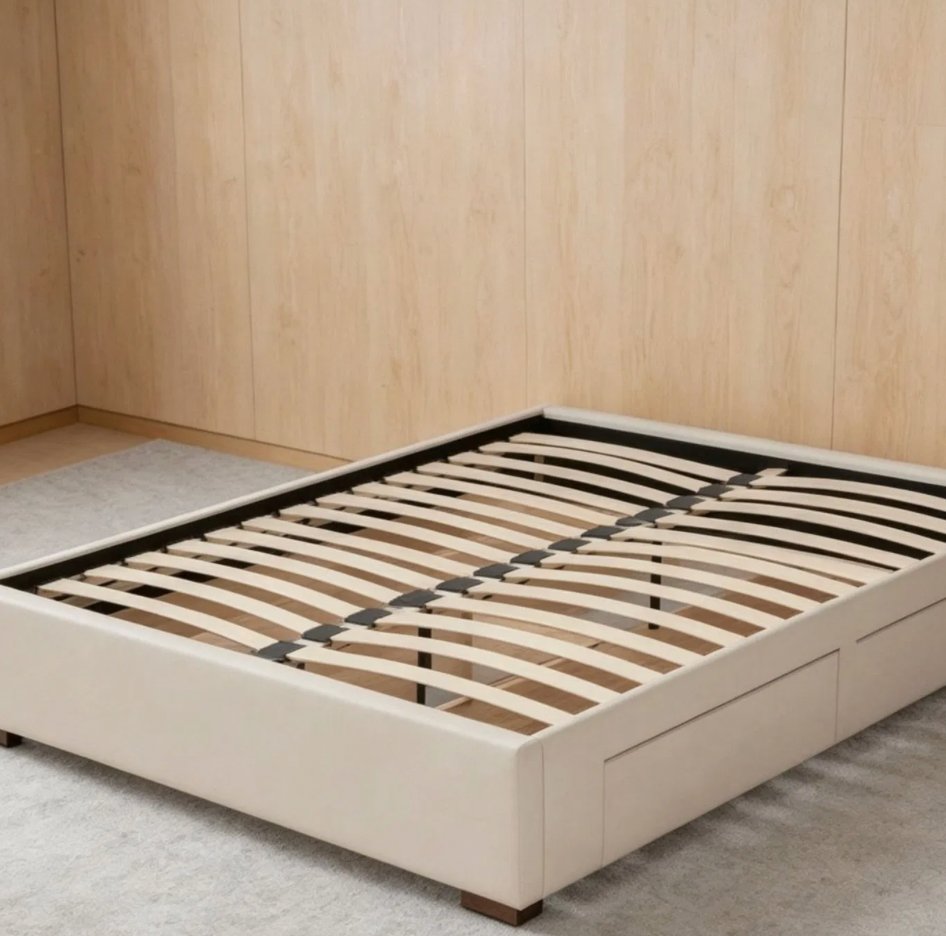 Modern Upholstered Platform Bed with Four Storage Drawers