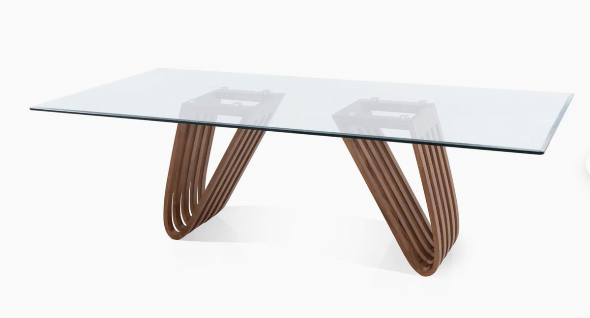 Modern Luxury Glass & Natural Marble Dining Table